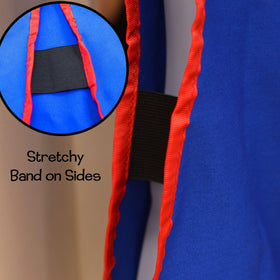 Children's Factory Combo Zipper Vest blue side-panel stretch view shows flexible fit