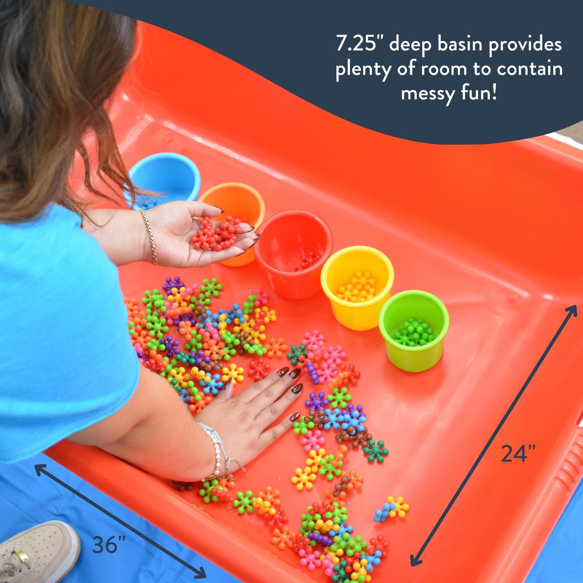 Children's Factory sensory table on four casters for smooth mobility.