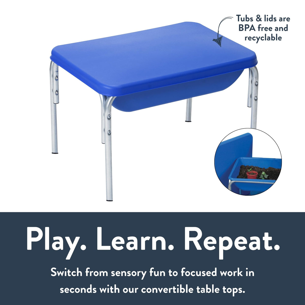 Childrens Factory sand or Kidfetti ready sensory table setup.