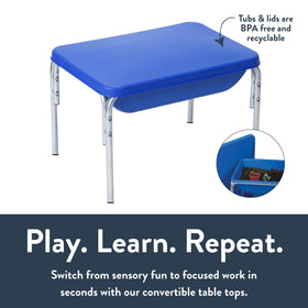 Childrens Factory sand or Kidfetti ready sensory table setup.