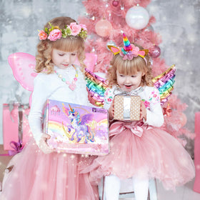 Chillife dress-up headband with flower crown enhances princess look during play.