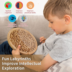 CHILLKITYPET wooden maze board with marble ball in motion boosts concentration and coordination.