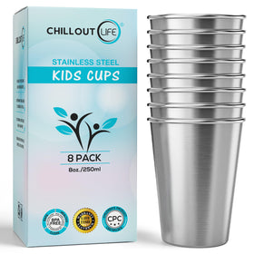 CHILLOUT LIFE 8oz brushed finish cup for kids, stylish and durable for daily use.