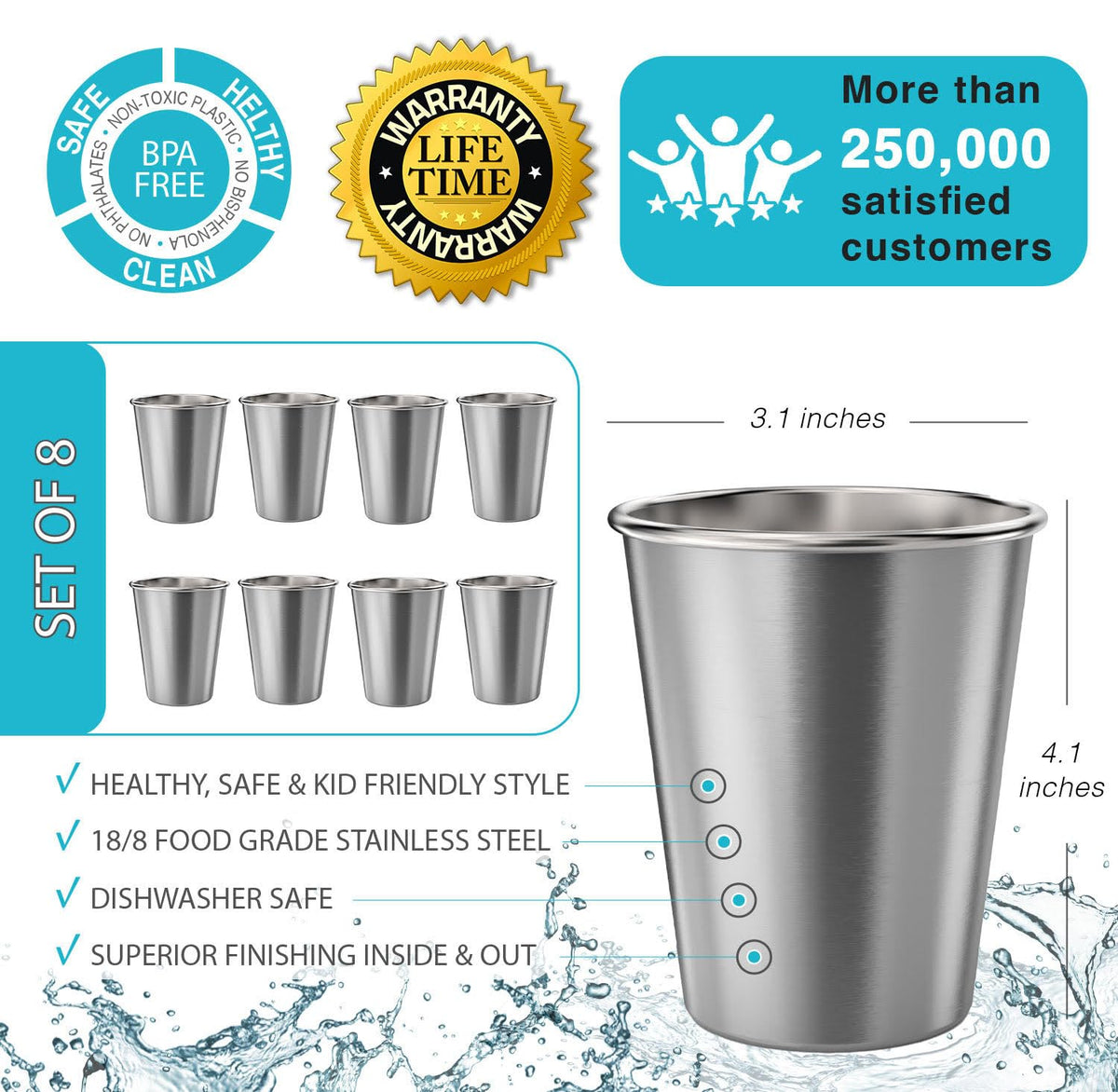 CHILLOUT LIFE silicone-lids cup for kids, secure lid for mess-free sipping.