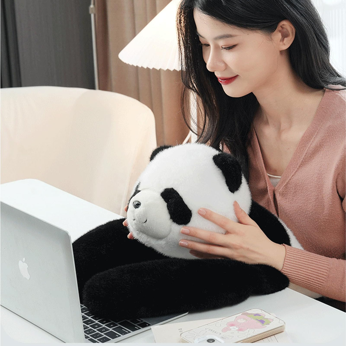 Chilsoby weighted plush used as lumbar support pillow on sofa