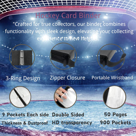 CHIMORY hockey card binder with 3-ring D-rings for durable, simple expansion