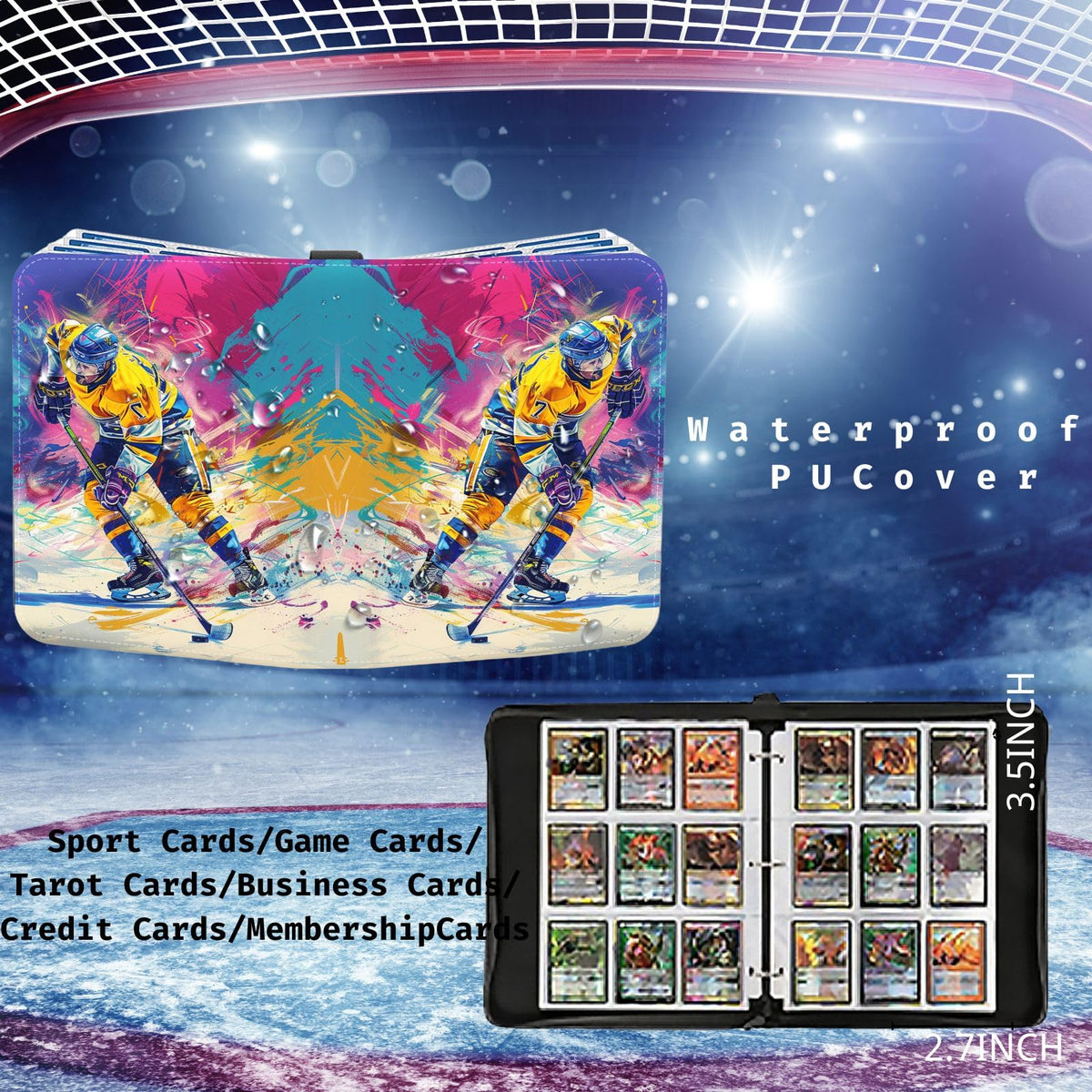 CHIMORY hockey card binder with zipper keeps inner pages secure on the go