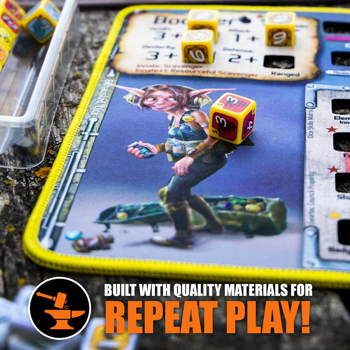 Chip Theory Games Too Many Bones PVC cards visible for durable game references.