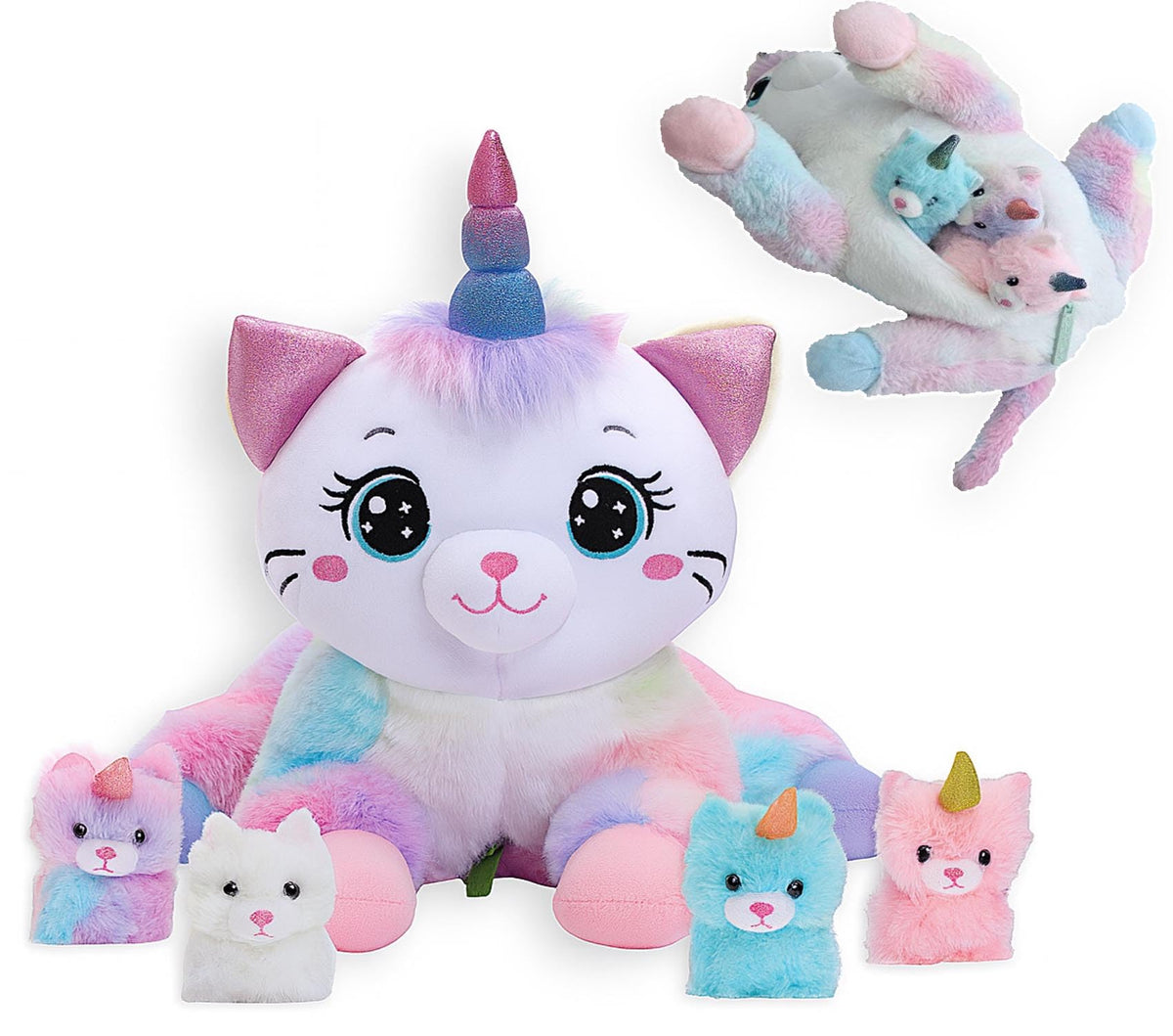 Chirpy Chums Dreamy Caticorn Mommy with belly surprise kittens for cozy storytelling