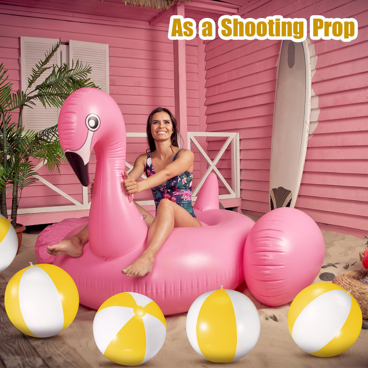 Chitidr beach party decor yellow-white balls, perfect for decorating water-themed celebrations.