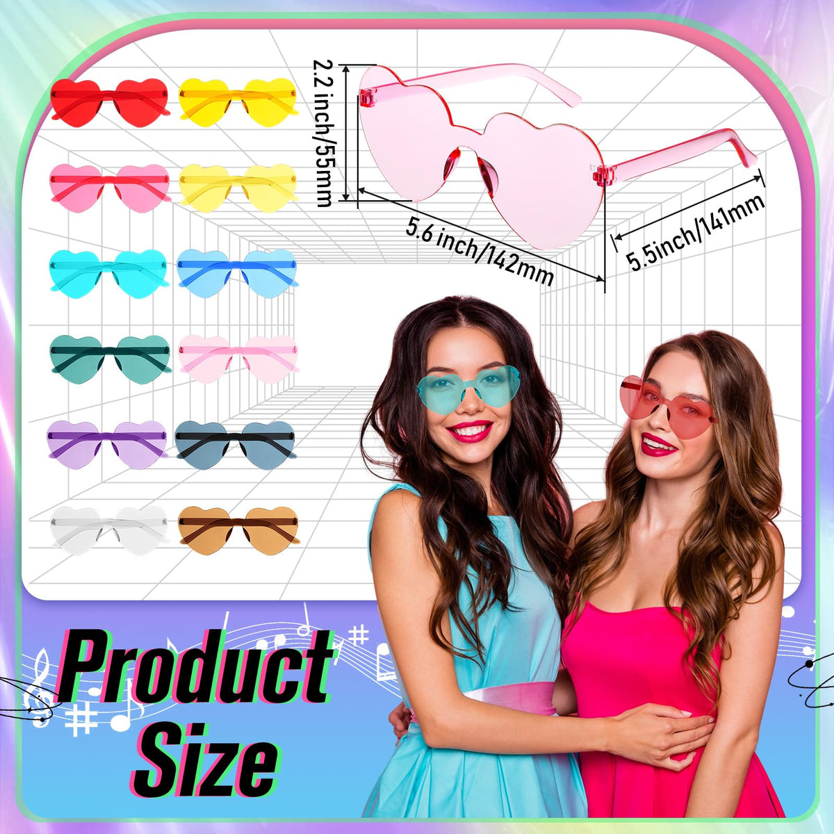 Chitidr heart-shaped sunglasses 12-set add bold, photo-ready flair