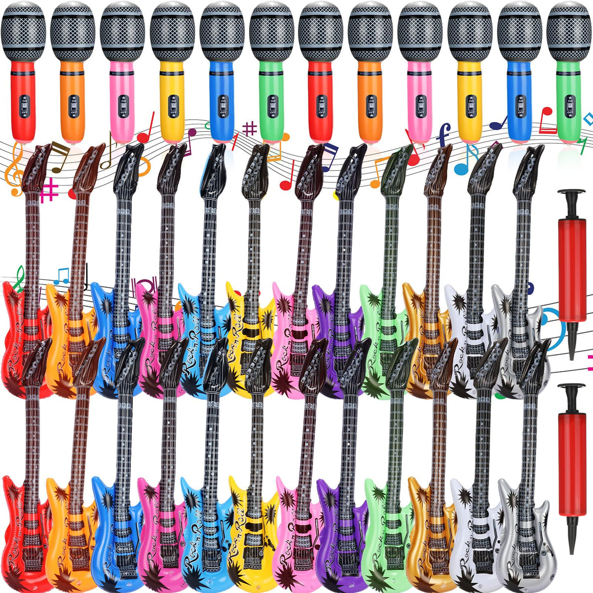 Chitidr inflatable guitars 36-inch for a dramatic rock vibe and party stage props.