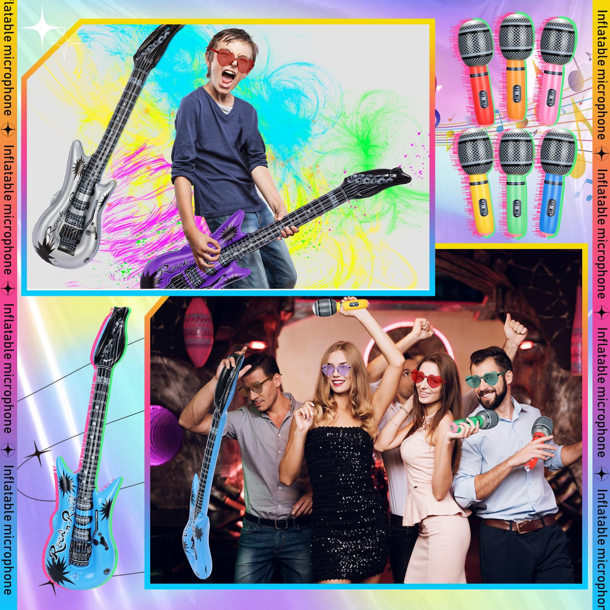 Chitidr inflatable microphones 12-set ideal for playful karaoke performances