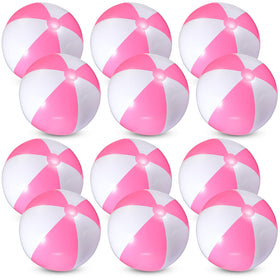 Chitidr pink white beach ball 16 inch inflated for pool fun