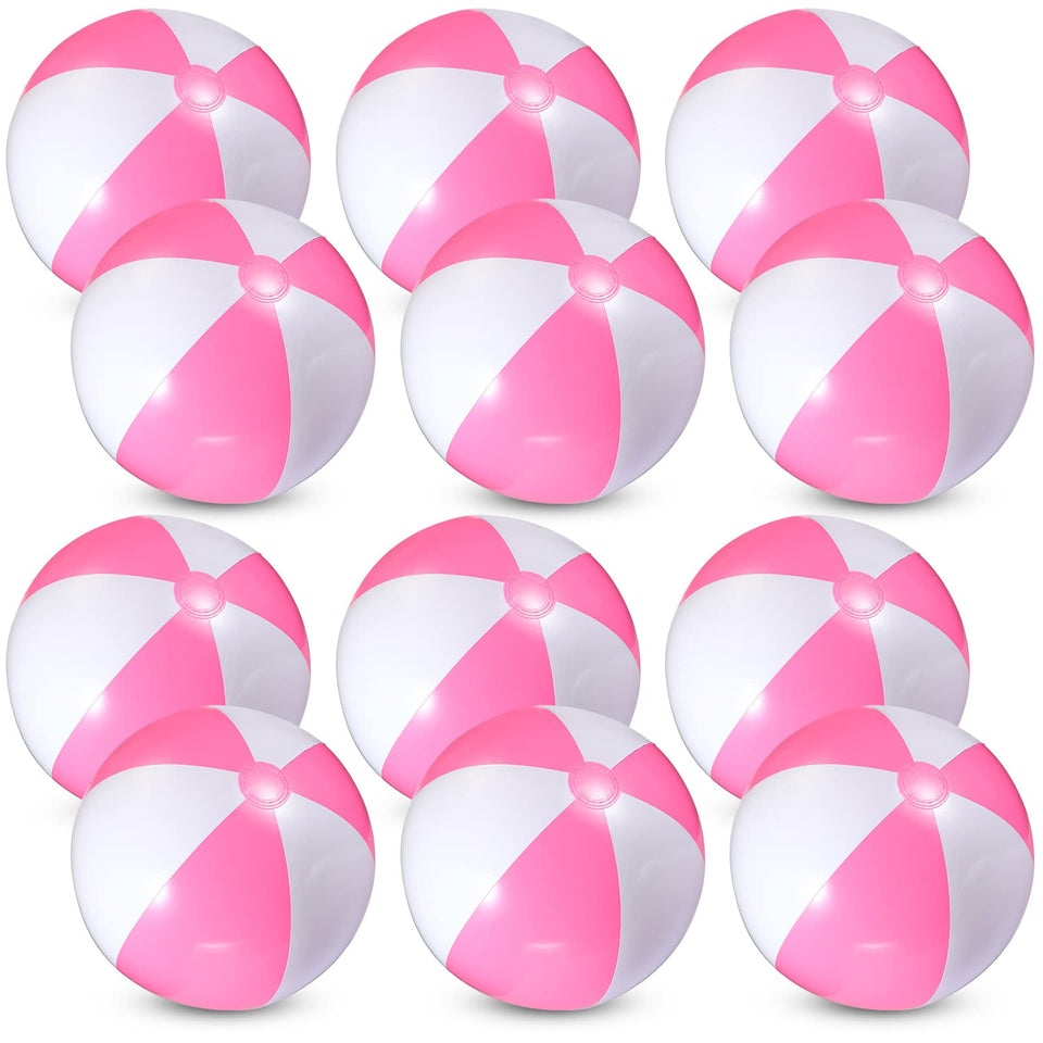 Chitidr pink white beach ball 16 inch inflated for pool fun