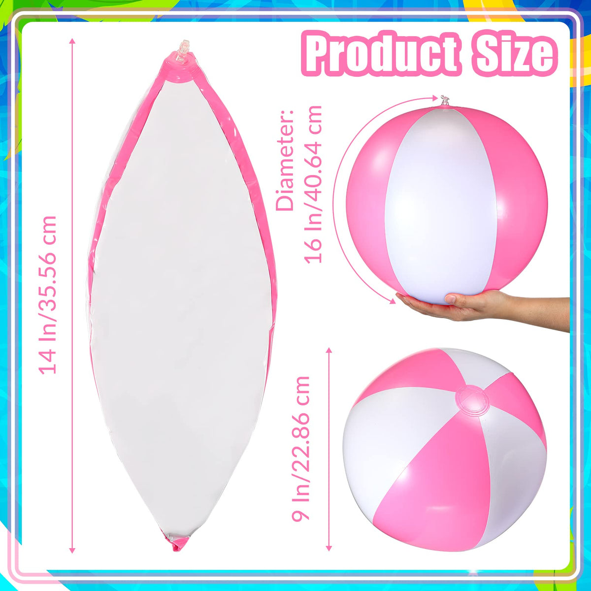 Chitidr 12-pack pink white beach balls for parties and decor