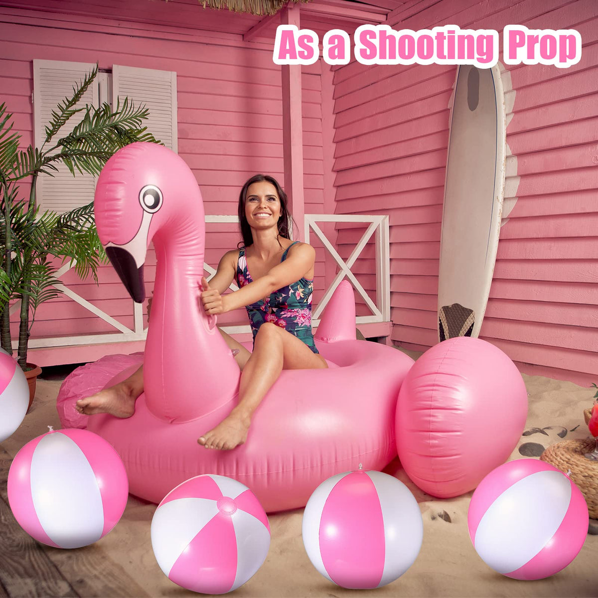 Chitidr tropical theme pool decoration from pink white balls