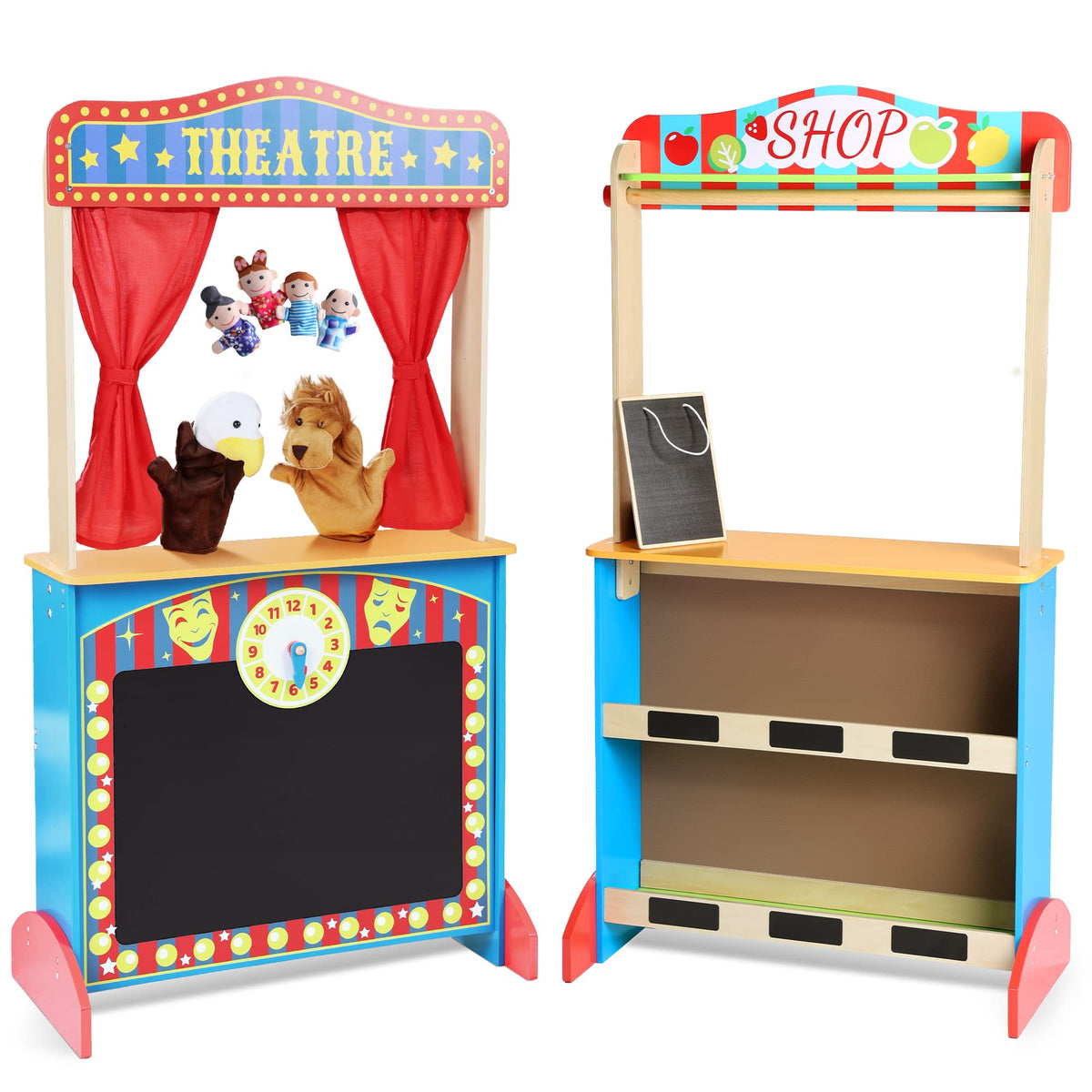 CHIUHEI Deluxe puppet theater front view encourages imaginative storytelling.