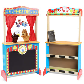 CHIUHEI Deluxe puppet theater front view encourages imaginative storytelling.