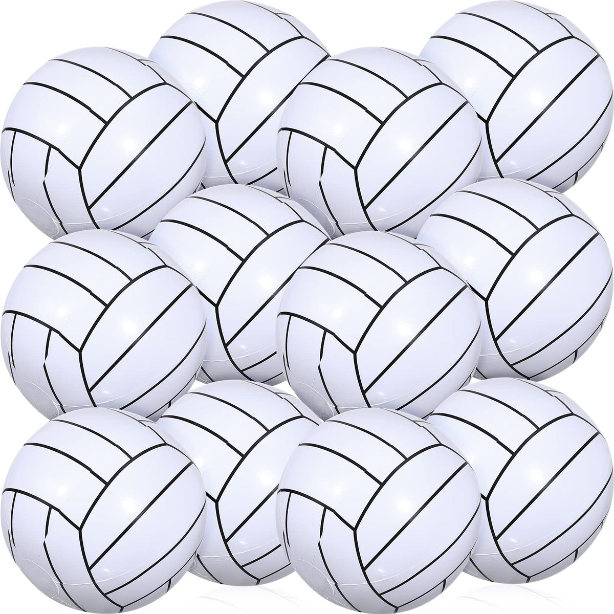 Chivao 12-pack 16-inch inflatable volleyball balls ready for beach party fun.