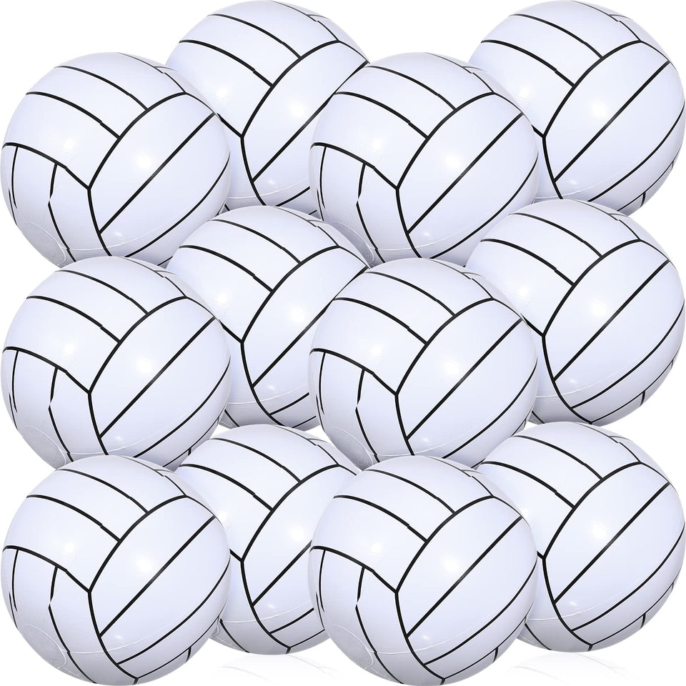 Chivao 12-pack 16-inch inflatable volleyball balls ready for beach party fun.