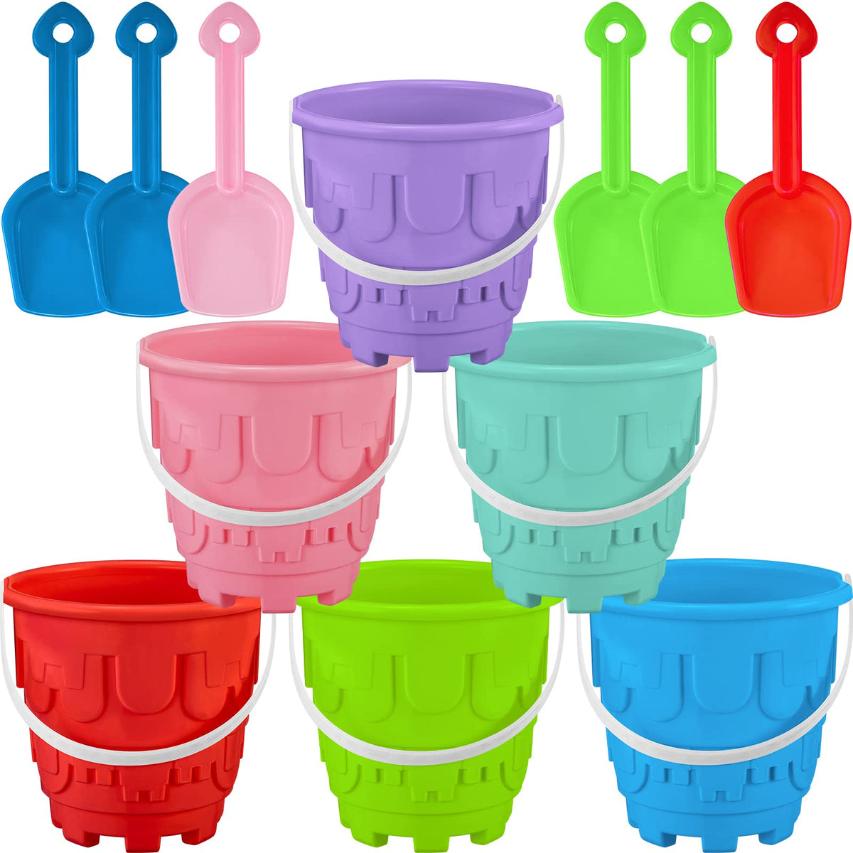 Chivao sand buckets and shovels set in bright colors for beach play