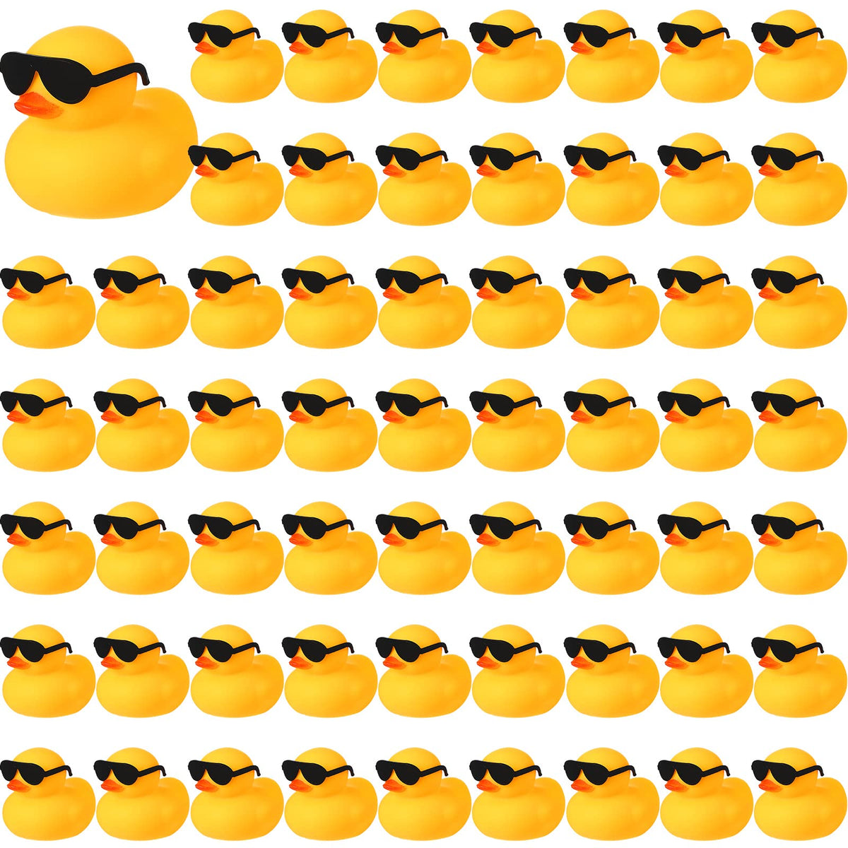 Chivao bath ducks with sunglasses for entertaining bath time and party décor.