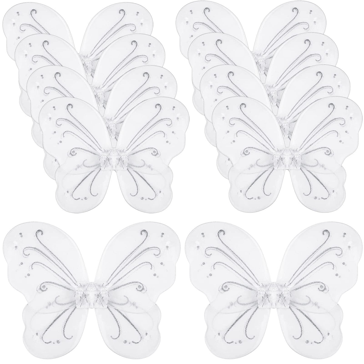 Chivao butterfly wings white pack 10 front view for playful dress-up and party fun.