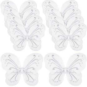 Chivao butterfly wings white pack 10 front view for playful dress-up and party fun.