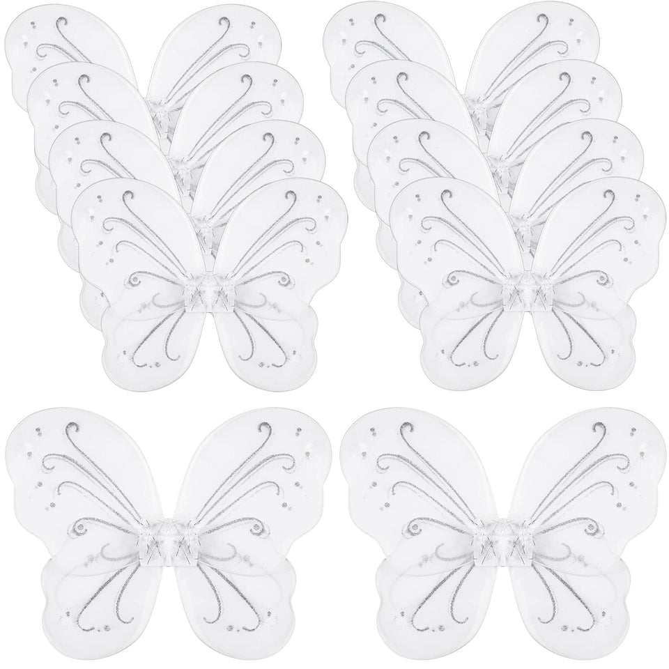 Chivao butterfly wings white pack 10 front view for playful dress-up and party fun.