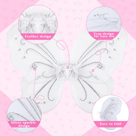 Chivao butterfly wings white pack 10 side view comfortable shoulder straps for kids.