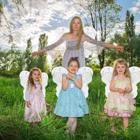Chivao butterfly wings white pack 10 strap detail easy wear like a backpack.