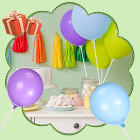 Chivao ceiling or wall decor using balloon sticks.