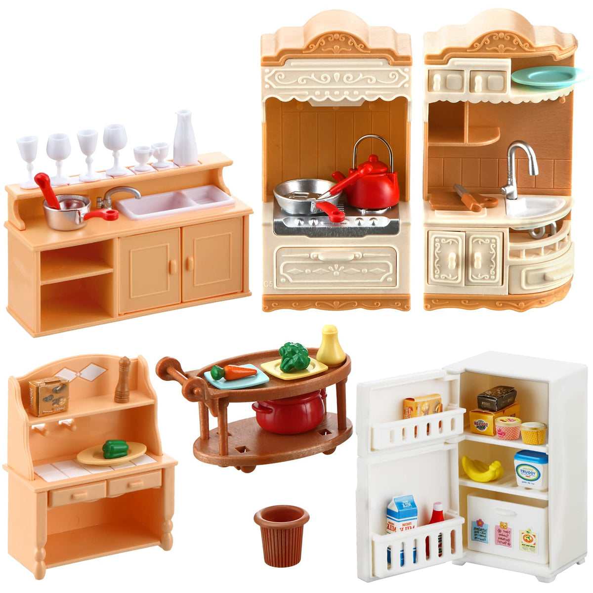 Chivao dollhouse fridge with mini foods inspires pretend meal prep and storytelling