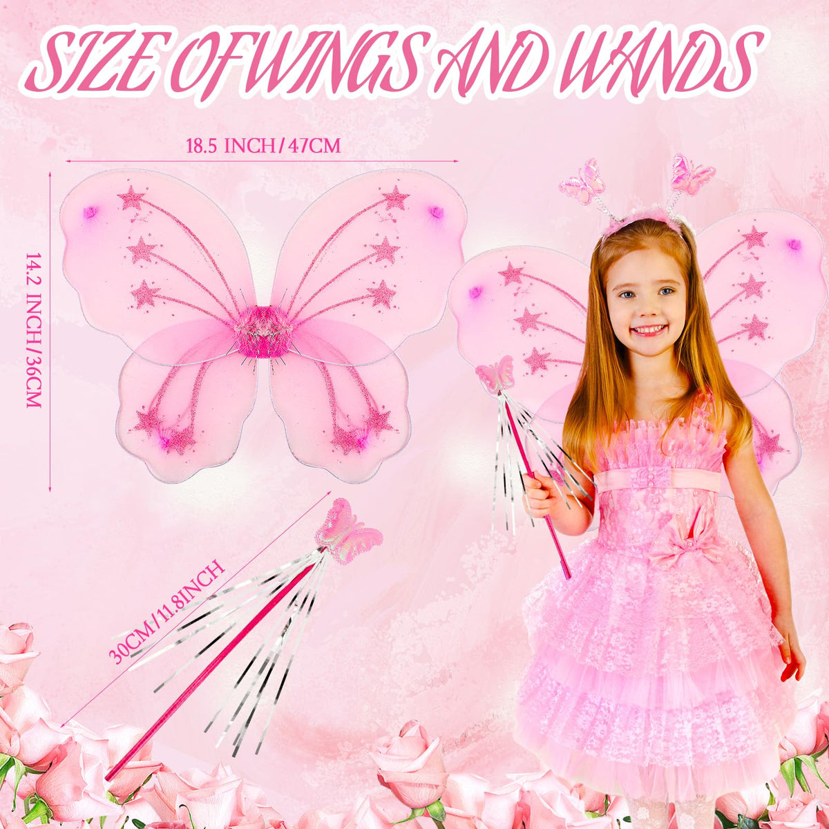 Chivao fairy wands pink lightweight prop for pretend play