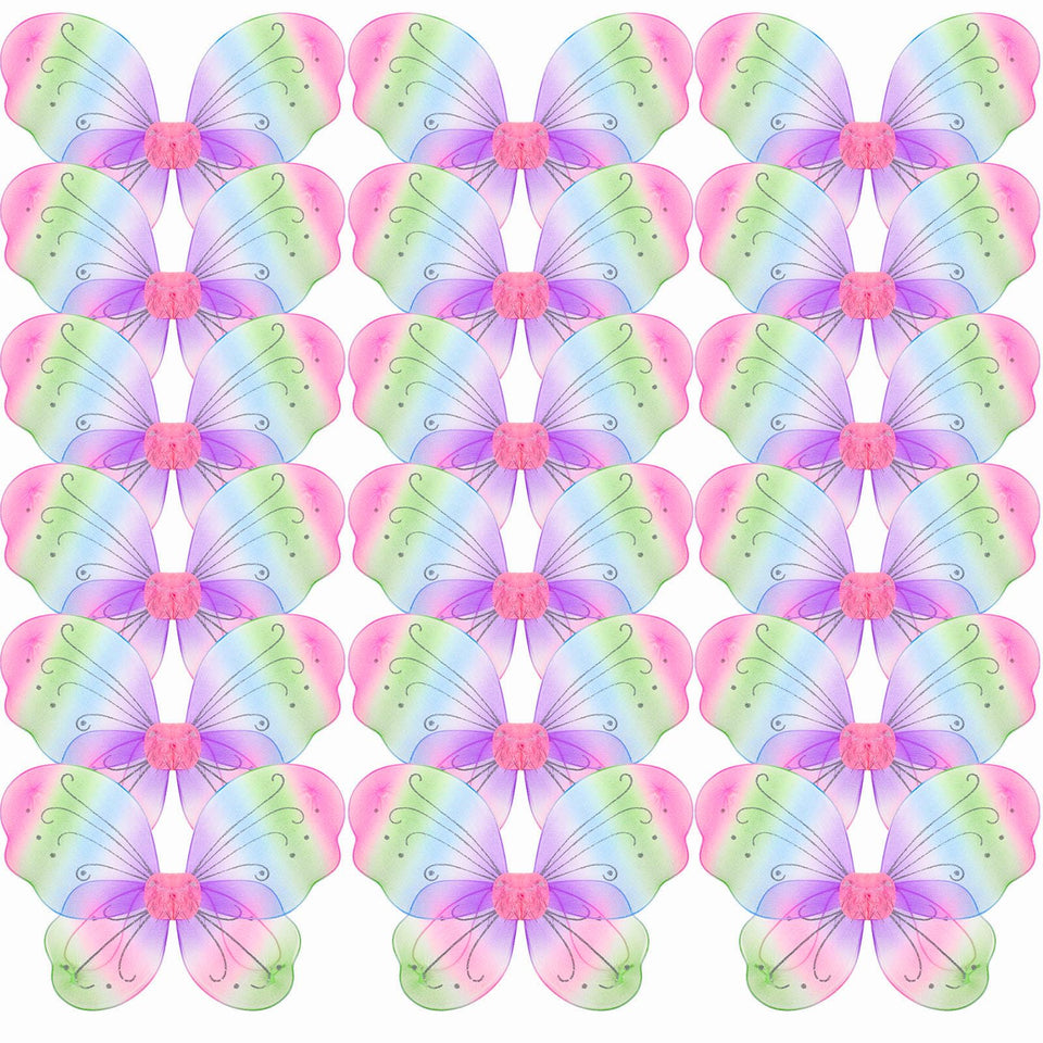 Chivao fairy wings rainbow pink for kids' dress-up and photos