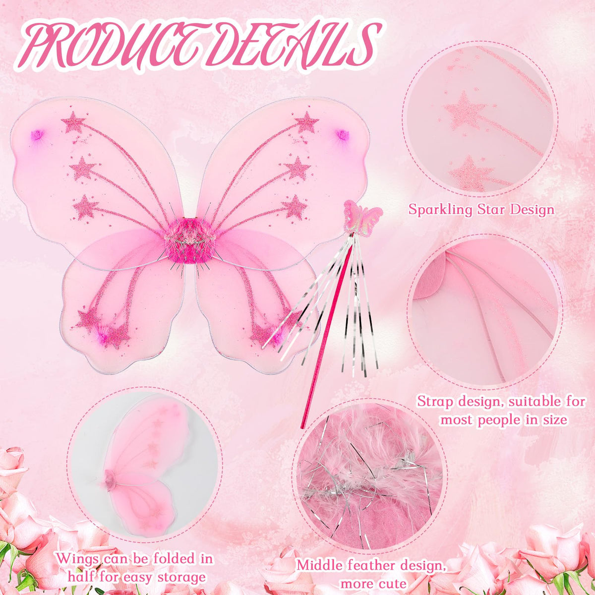Chivao girls dress-up set with wings and wands for coordinated looks