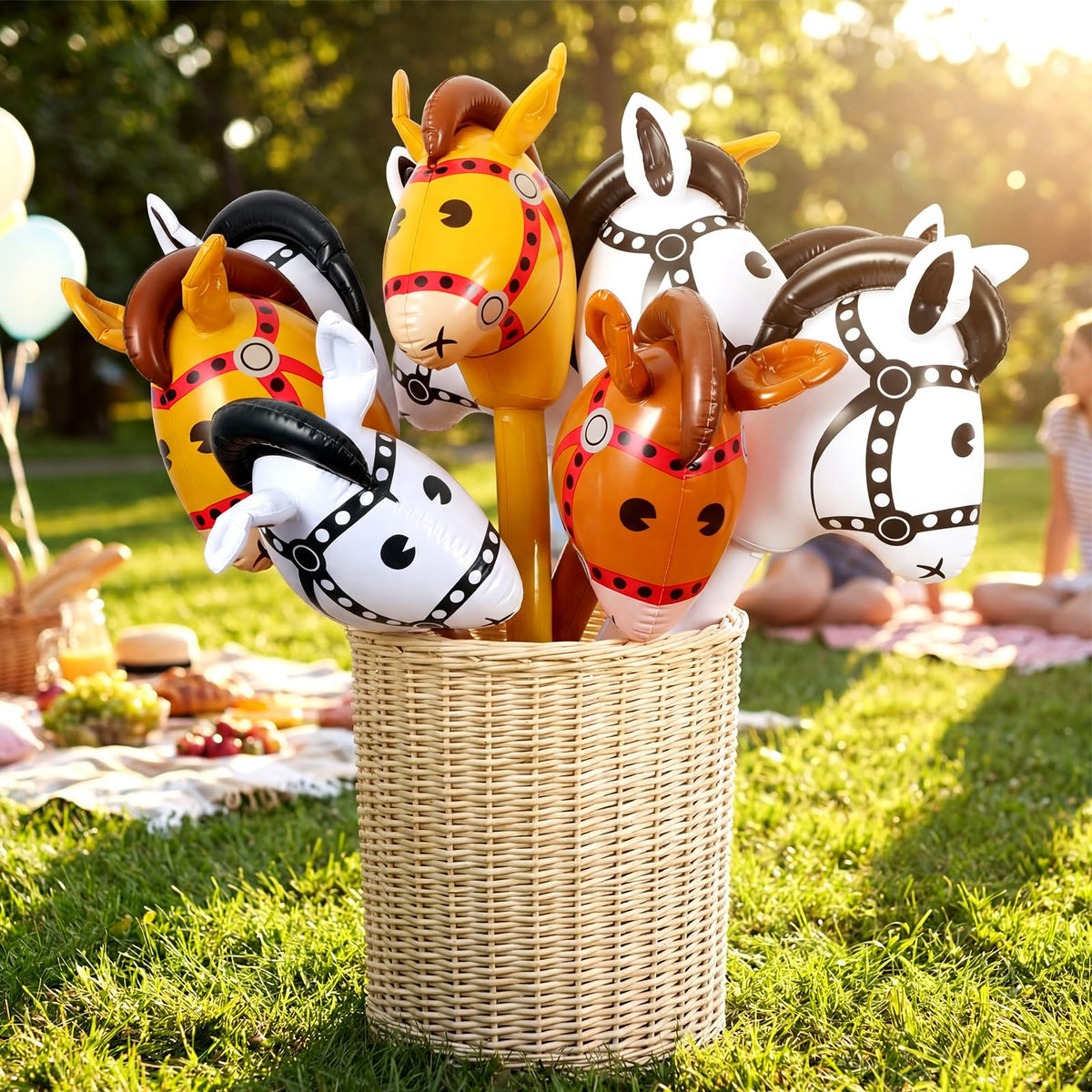 Chivao inflatable stick horse black bold accent for events