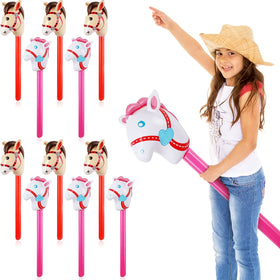 Chivao inflatable stick horse pink head for festive party decor and playful photos.