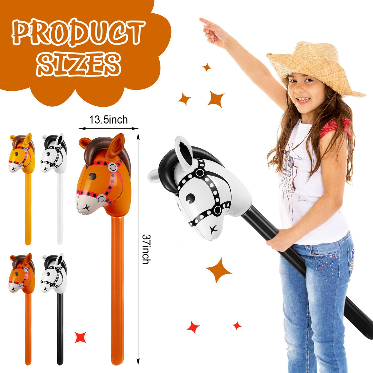 Chivao inflatable stick horse yellow adds bright color for themed birthdays
