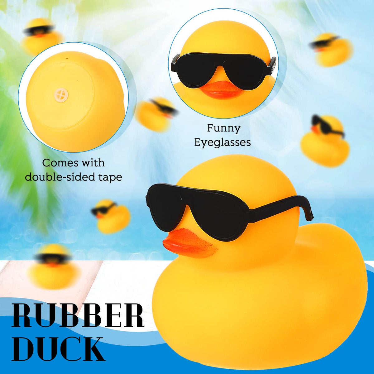 Chivao mini sunglasses for ducks add playful color.