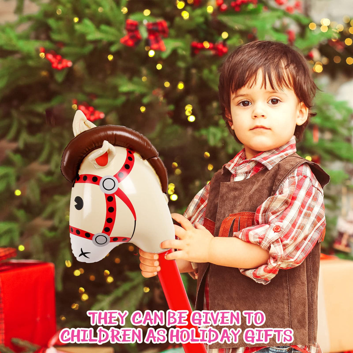 Chivao outdoor party scene with inflatable horse sticks for lively events.