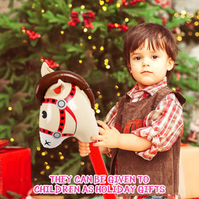 Chivao outdoor party scene with inflatable horse sticks for lively events.