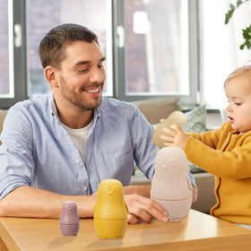 Chivao pastel nesting dolls stack neatly for compact storage and play.
