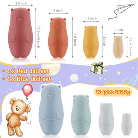 Chivao silicone nesting dolls in a bear-themed color pair for early learning