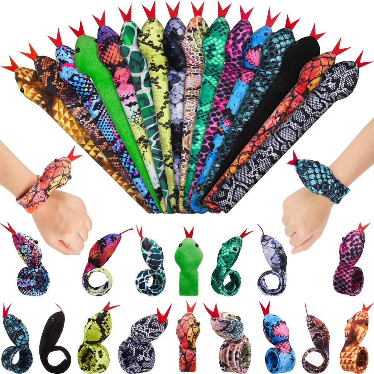 Chivao snake slap bracelet set of 16 adds playful party style.