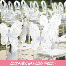 Chivao decor-friendly wings used as wedding or party accents.
