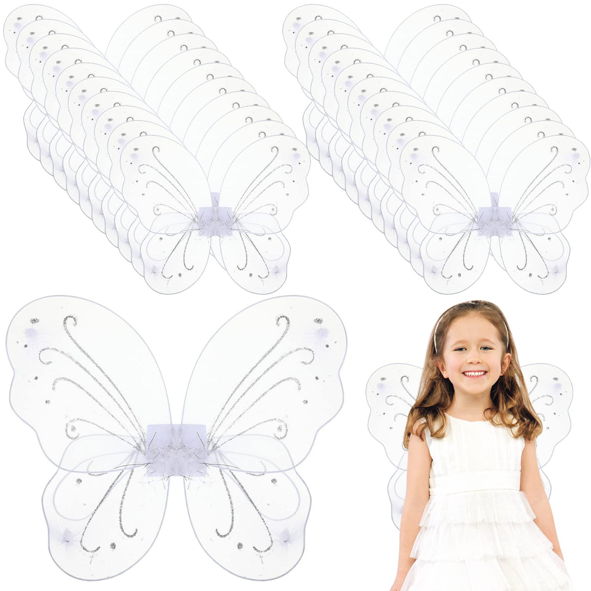 Chivao white fairy wings package showing a 20-piece set for sharing at celebrations.