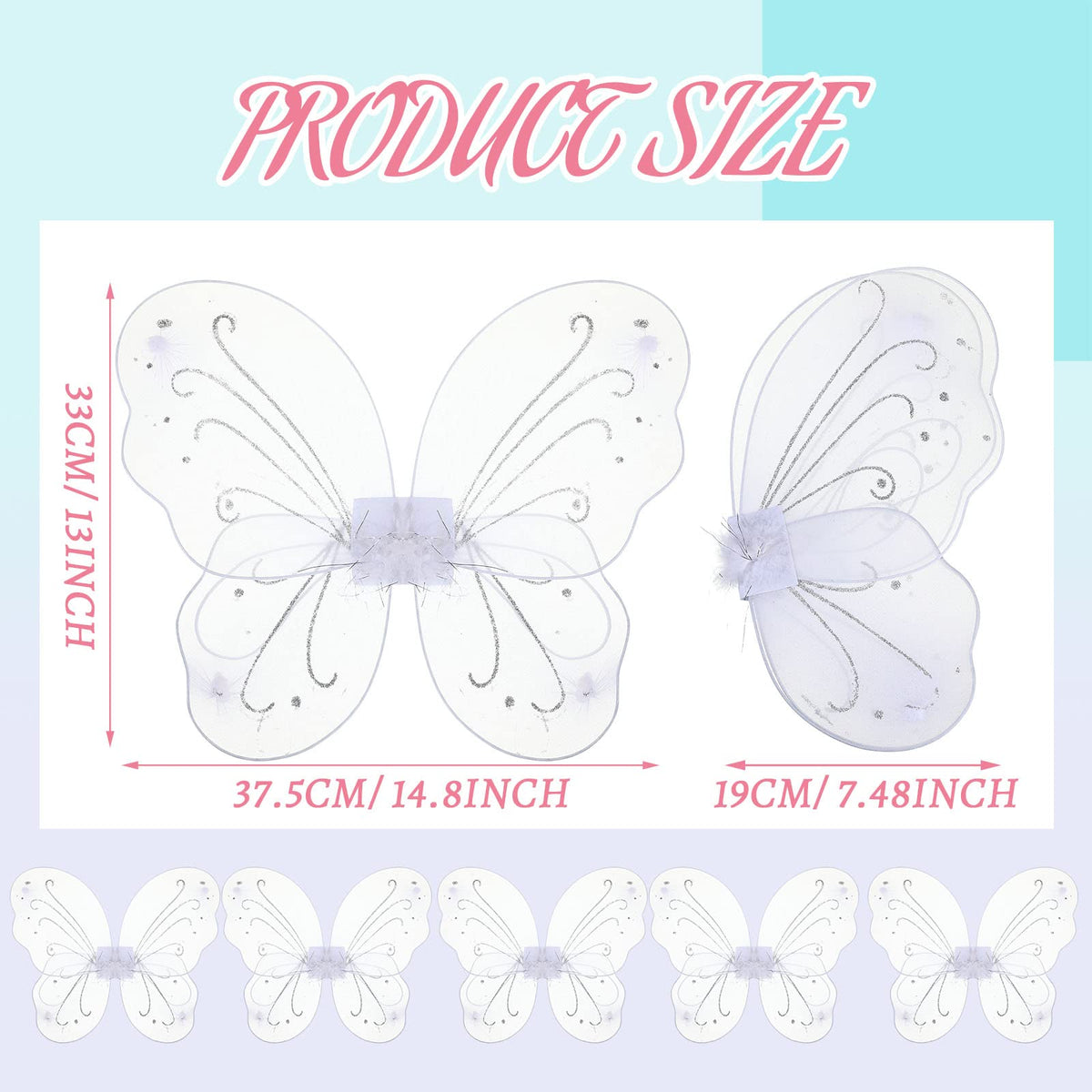 Chivao white fairy wings with adjustable straps for comfortable, customizable wear.