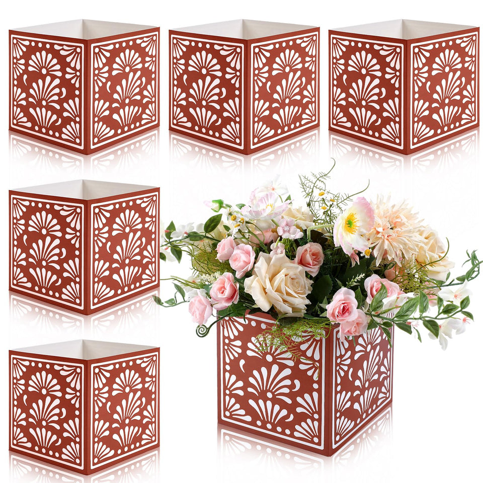 Chivertion Mexican flower boxes centerpiece on a festive dining table for Cinco de Mayo